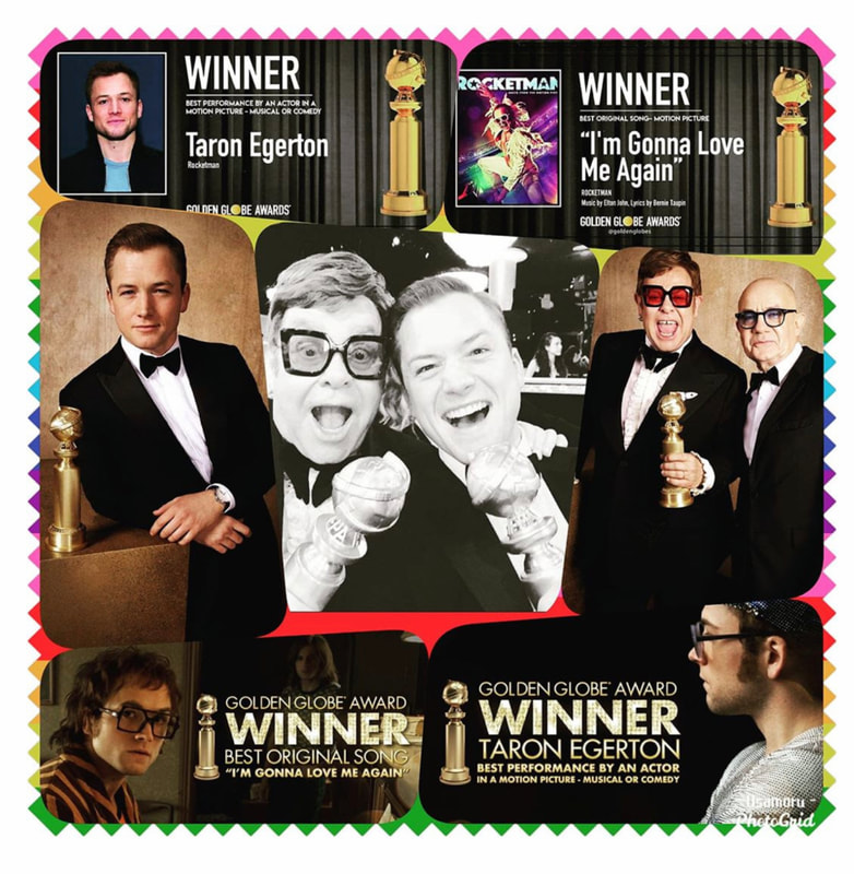 Elton John, Bernie Taupin, Taron Egerton - Rocketman Golden Globe Awards